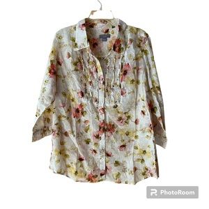 Laura Scott blouse, floral, bloomcore, size 1X